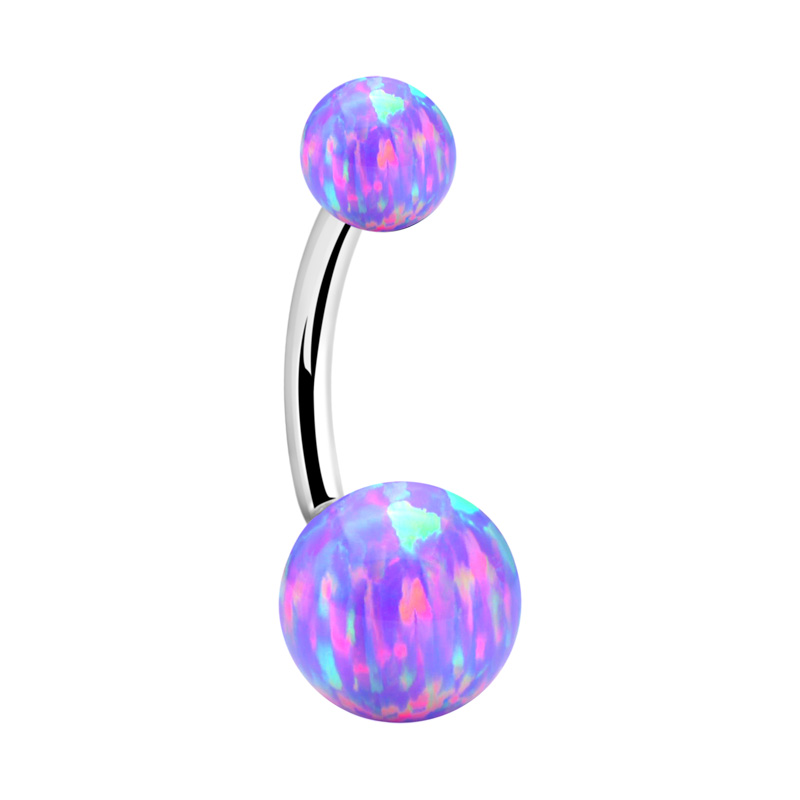 Piercing pour le nombril (acier chirurgical, argent, finition brillante) avec opale synthétique Acier chirurgical 316L / Opale synthétique Bananes