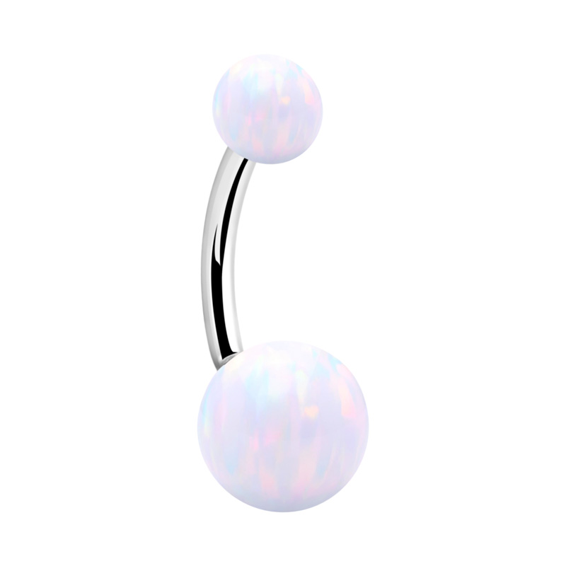 Piercing pour le nombril (acier chirurgical, argent, finition brillante) avec opale synthétique Acier chirurgical 316L / Opale synthétique Bananes