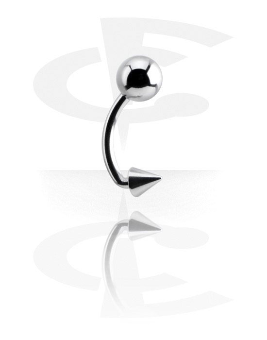 Curved Barbells, Belly button ring (surgical steel, silver, shiny finish) with cone, Surgical Steel 316L