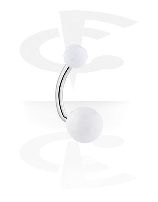 Zaobljene šipkice, Prsten za pupak (kirurški čelik, srebrna, sjajna završna obrada) s akrilnim kuglicama, Kirurški čelik 316L, Akril