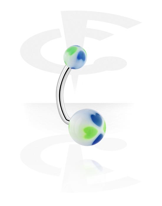 Curved Barbells, Belly button ring (surgical steel, silver, shiny finish), Surgical Steel 316L, Acrylic