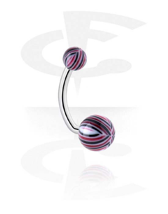 Curved Barbells, Belly button ring (surgical steel, silver, shiny finish), Surgical Steel 316L, Acrylic