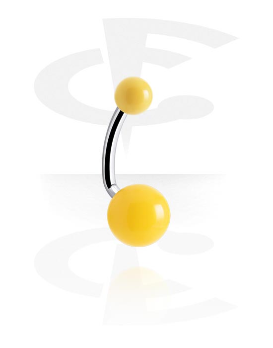Bananer, Belly button ring (surgical steel, silver, shiny finish) med acrylic balls, Kirurgiskt stål 316L, Akryl