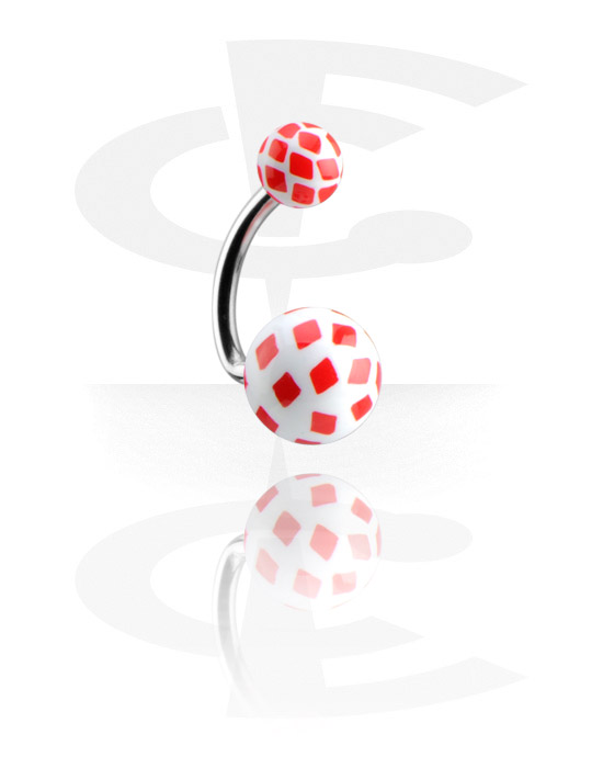 Curved Barbells, Banana met Diamonds Playing Card Balls, Chirurgisch Staal 316L, Acryl