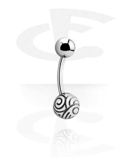 Ívelt barbellek, Belly button ring (surgical steel, silver, shiny finish), Sebészeti acél, 316L