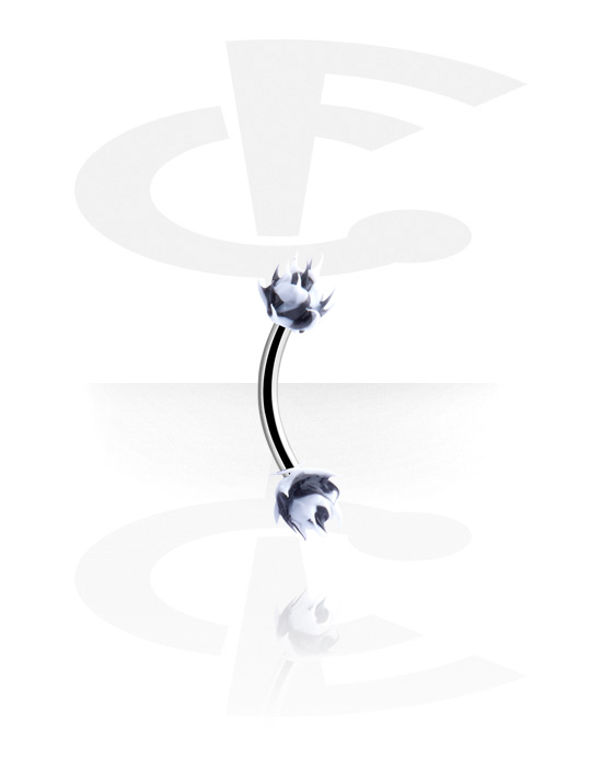 Curved Barbells, Banana (surgical steel, silver, shiny finish) with silicone balls, Silicone, Surgical Steel 316L