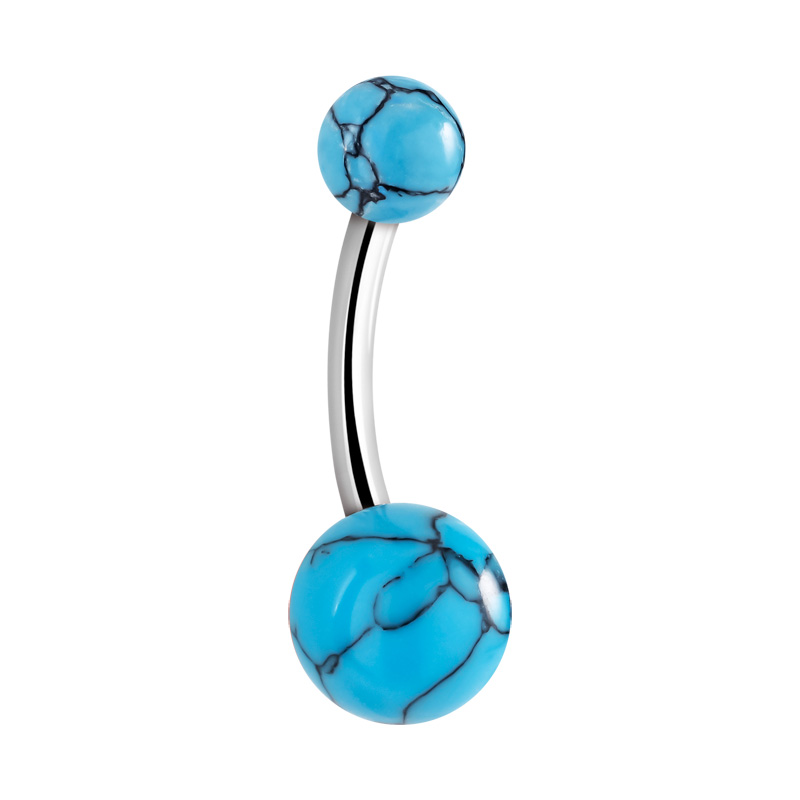 Piercing pour le nombril (acier chirurgical, argent, finition brillante) avec Perles synthétiques Acier chirurgical 316L / Pierre synthétique Bananes
