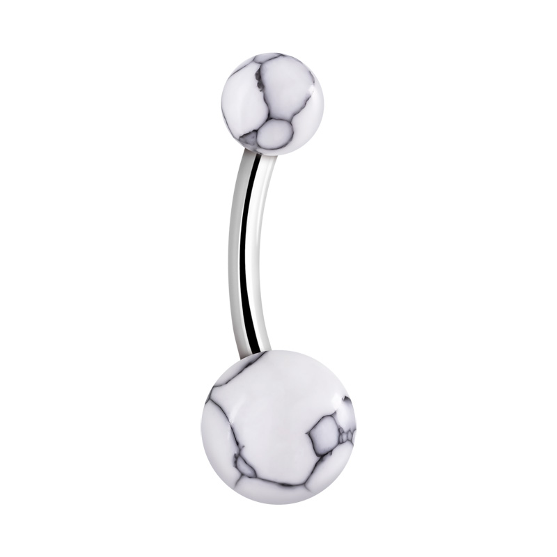 Piercing pour le nombril (acier chirurgical, argent, finition brillante) avec Perles synthétiques Acier chirurgical 316L / Pierre synthétique Bananes