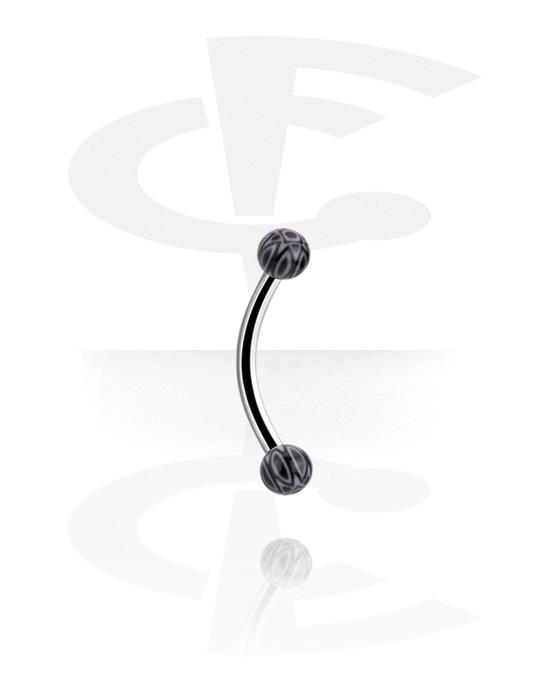 Curved Barbells, Banana (surgical steel, silver, shiny finish) with acrylic balls, Acrylic, Surgical Steel 316L