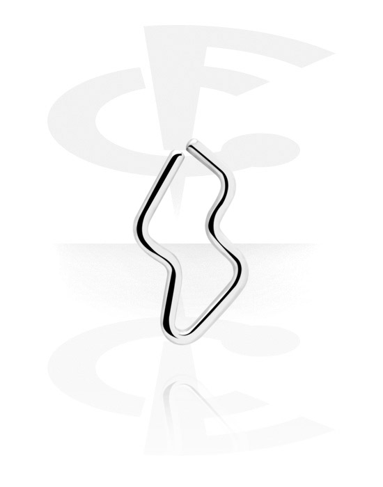Piercing ad anello, Continuous ring "fulmine" (acciaio chirurgico, argento, finitura lucida), Acciaio chirurgico 316L
