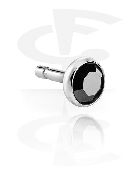 Kulor, stavar & mer, Attachment for Push fit pins (surgical steel, silver, shiny finish) med kristallstenar, Kirurgiskt stål 316L