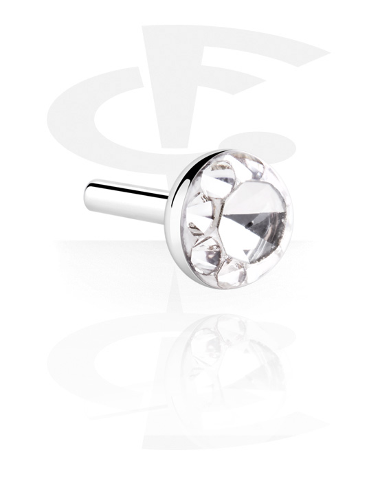 Kulor, stavar & mer, Attachment for Push fit pins (surgical steel, silver, shiny finish) med kristallstenar, Kirurgiskt stål 316L