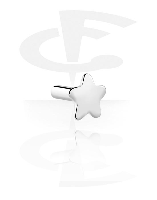 Kuličky, kolíčky a další, Koncovka na push-fit tyčinky (chirurgická ocel, stříbrná, lesklý povrch) s designem hvězda, Titan