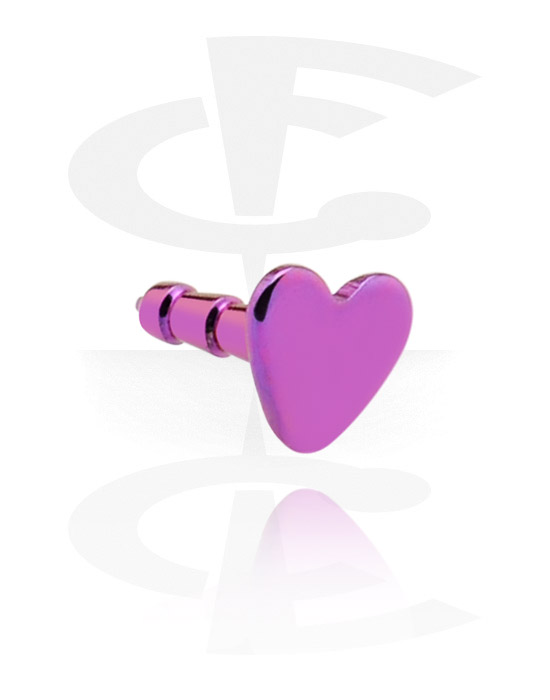 Balls, Pins & More, Attachment for push fit pins (titanium, anodized) with heart design, Titanium
