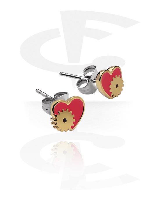 Earrings, Studs & Shields, Ear Studs, Surgical Steel 316L, Gold Plated Brass