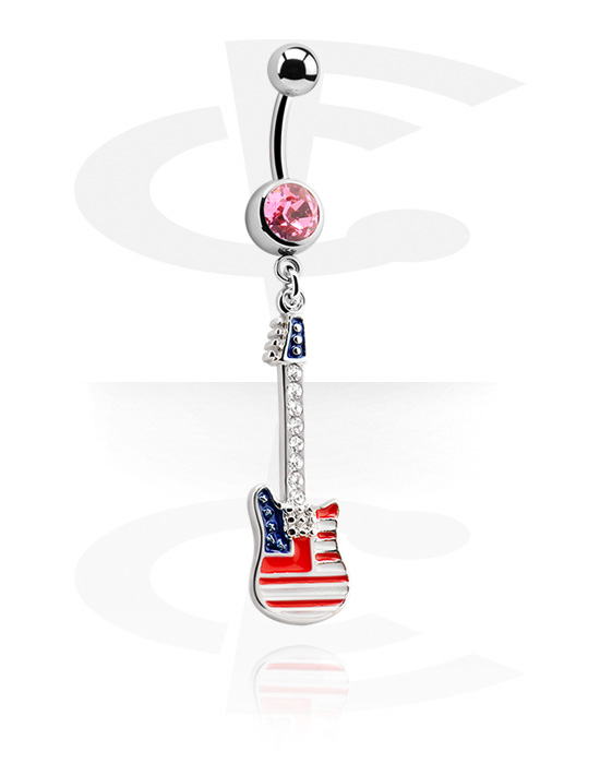 Curved Barbells, Banana with Guitar Charm, Surgical Steel 316L