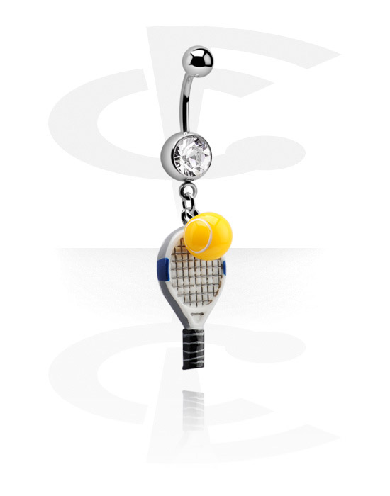 Bøyde barbeller, Jeweled Banana with Tennis Charm, Surgical Steel 316L