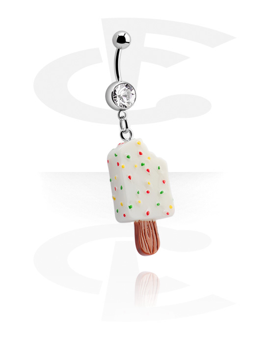 Curved Barbells, Jeweled Banana with Ice Cream Charm, Surgical Steel 316L