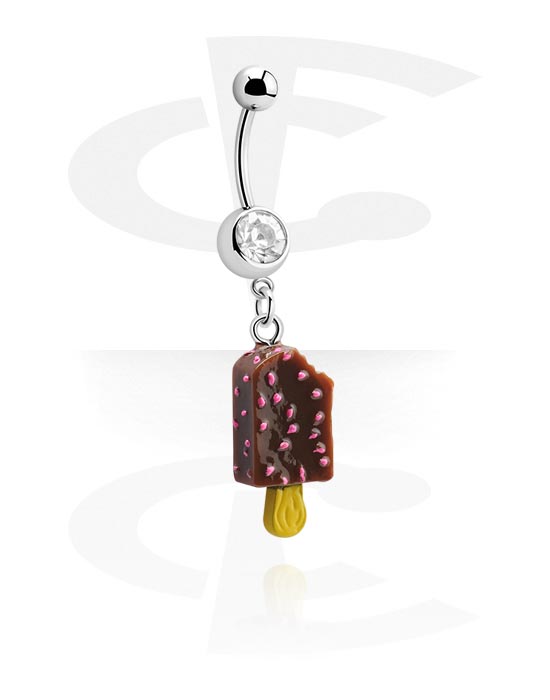 Curved Barbells, Jeweled Banana with Ice Cream Charm, Surgical Steel 316L
