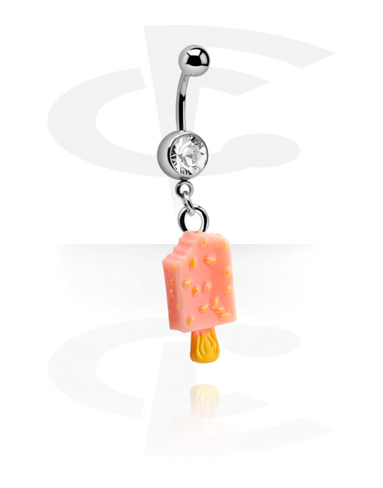 Bøyde barbeller, Jeweled Banana with Ice Cream Charm, Surgical Steel 316L