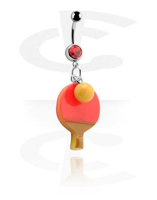 Curved Barbells, Banana with Table Tennis Charm, Surgical Steel 316L
