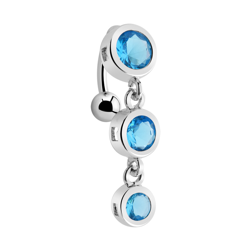 Piercing pour le nombril (acier chirurgical, argent, finition brillante) avec pierres en cristal Acier chirurgical 316L Bananes
