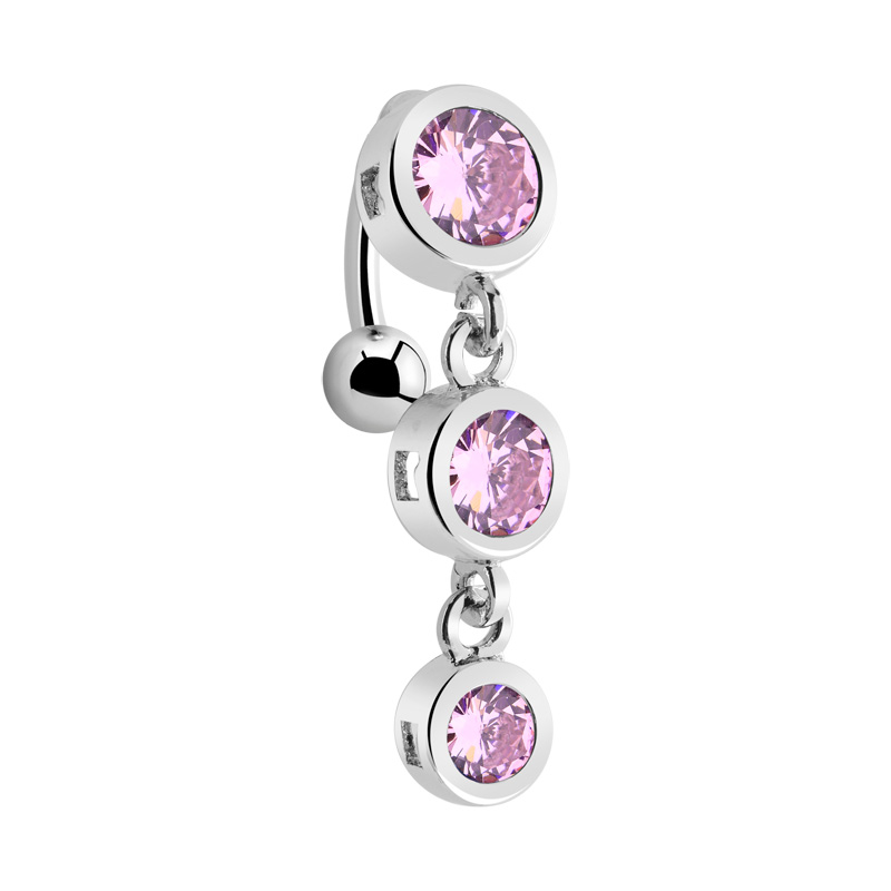 Piercing pour le nombril (acier chirurgical, argent, finition brillante) avec pierres en cristal Acier chirurgical 316L Bananes