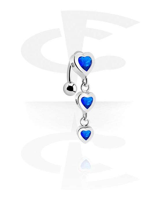 Piercing Nombril – Acier Chirurgical Et Zirconium – 2 Cœurs Pendants – Neuf Avec étiquettes