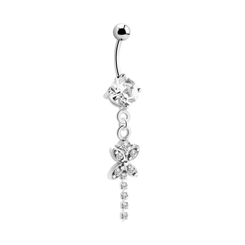 Piercing pour le nombril (acier chirurgical, argent, finition brillante) avec accessoire papillon Acier chirurgical 316L / Laiton plaqué Bananes