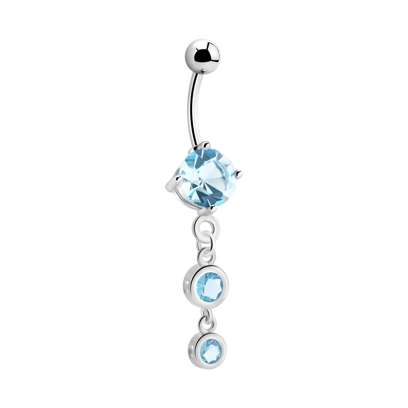 Piercing pour le nombril (acier chirurgical, argent, finition brillante) avec pendentif et pierres en cristal Acier chirurgical 316L / Laiton plaqué Bananes