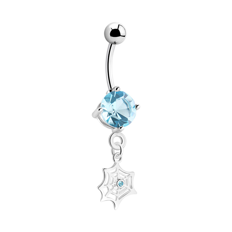 Piercing pour le nombril (acier chirurgical, argent, finition brillante) avec motif toile d'araignée et pierres en cristal Acier chirurgical 316L / Laiton plaqué Bananes