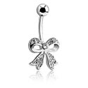 Bananas, Piercing para el ombligo (acero quirúrgico, plateado, acabado brillante) con lazo y brillantes, Acero quirúrgico 316L