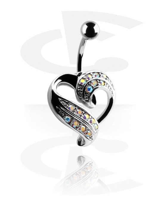 Curved Barbells, Trendy Curved Barbell with Heart, Surgical Steel 316L