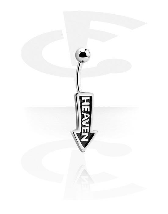 Curved Barbells, Belly button ring (surgical steel, silver, shiny finish) with "Heaven" lettering, Surgical Steel 316L