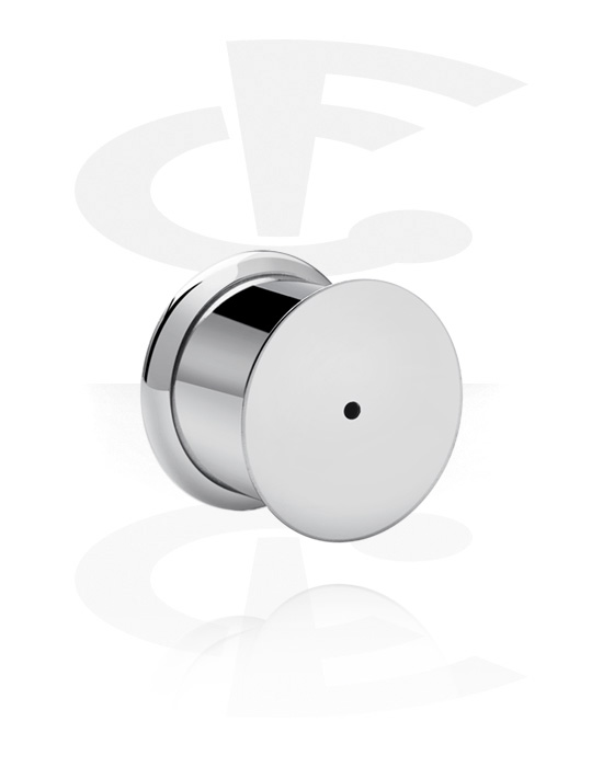 Tunnels & Plugs, Double flared plug (surgical steel, silver, shiny finish) with hole for attachment, Surgical Steel 316L