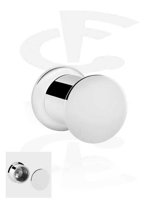 Tunnels & Plugs, Double flared plug (surgical steel, silver, shiny finish) with secret compartment, Surgical Steel 316L
