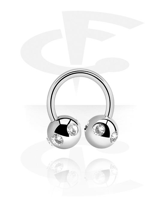 Circular Barbells, Circular Barbell with balls and crystal stones, Surgical Steel 316L
