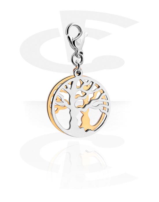 Charms, Charm for Charm Bracelet with "Tree of Life" Design, Surgical Steel 316L, Plated Brass