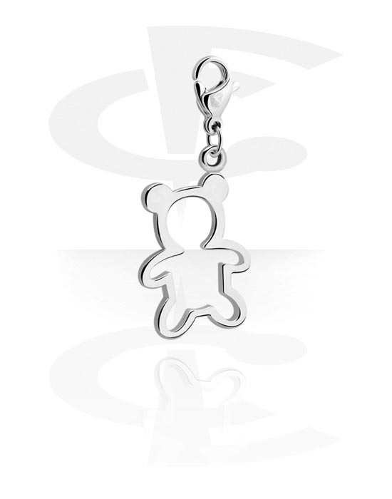 Charms, Charm with bear design, Surgical Steel 316L, Plated Brass