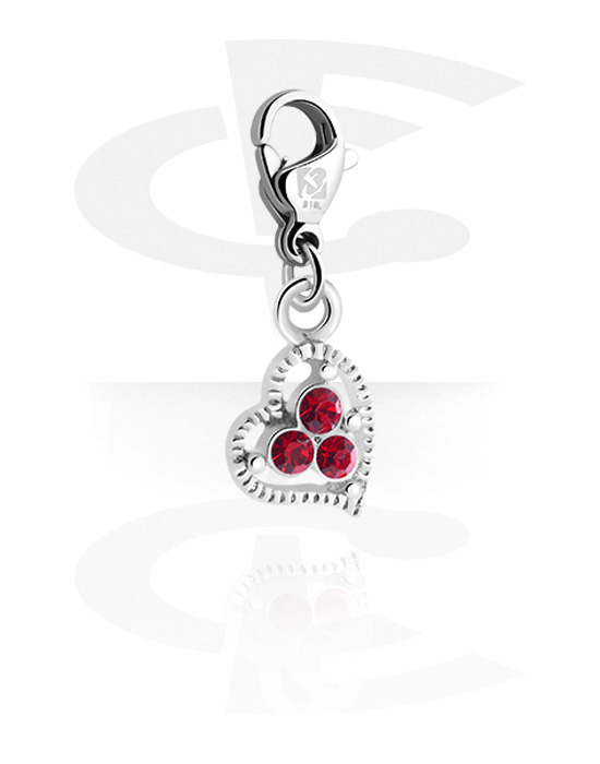 Porte-charms, Pendentif pour bracelets à pendentifs avec motif coeur et pierres en cristal, Laiton plaqué