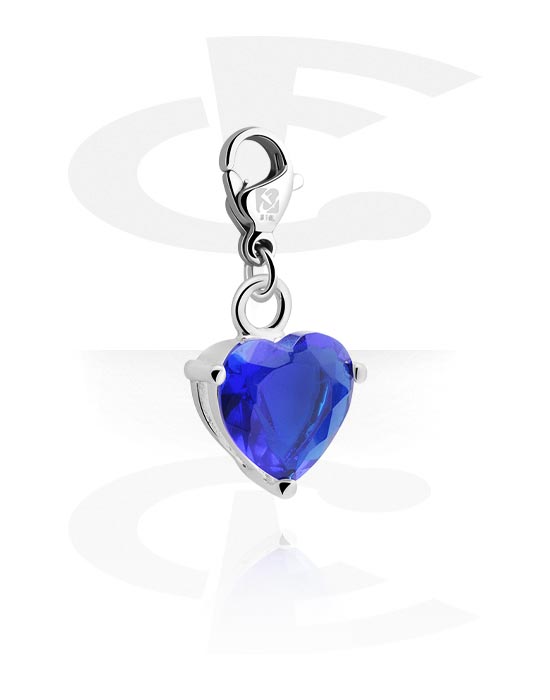 Porte-charms, Pendentif pour bracelets à pendentifs avec motif coeur et pierre en cristal, Laiton plaqué