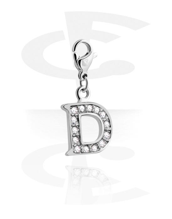 Charms, Charm for Charm Bracelet with letter D and crystal stones