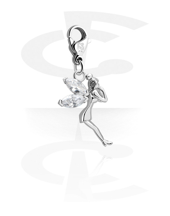 Charms, Charm for Charm Bracelet with angel design and crystal stone in various colours, Plated Brass
