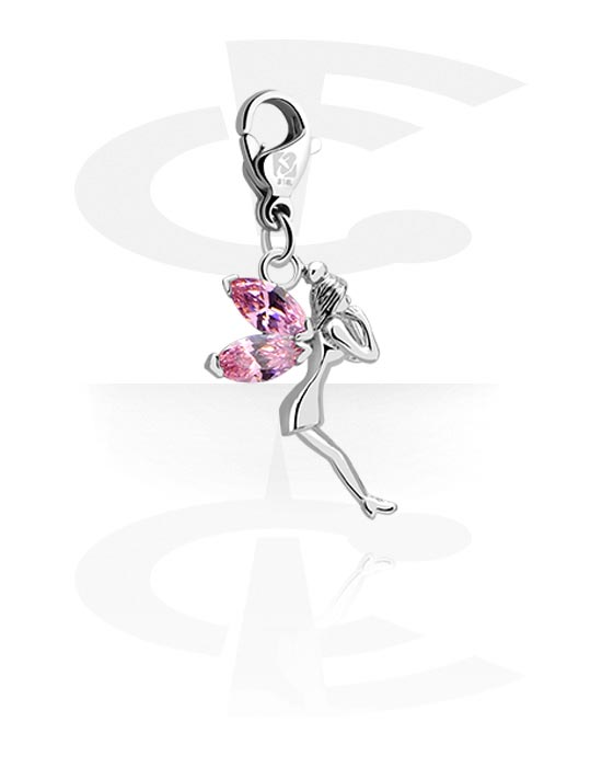 Charms, Charm for Charm Bracelet with angel design and crystal stone in various colours, Plated Brass