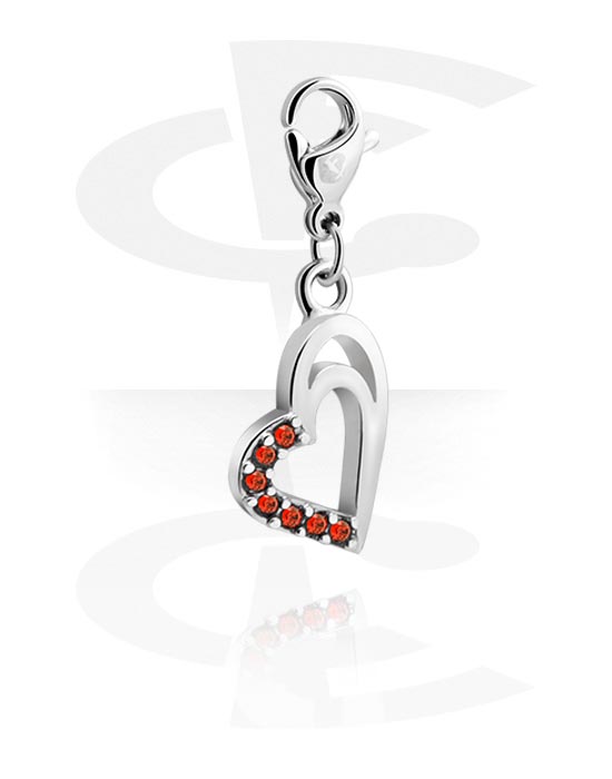 Porte-charms, Pendentif pour bracelets à pendentifs avec motif coeur et pierre en crystal en différentes couleurs, Laiton plaqué