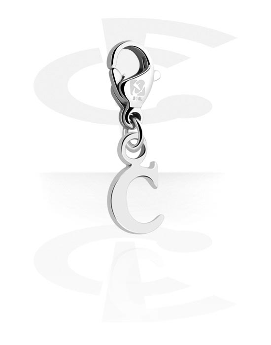 Porte-charms, Pendentif pour bracelets à pendentifs avec lettre c, Laiton plaqué
