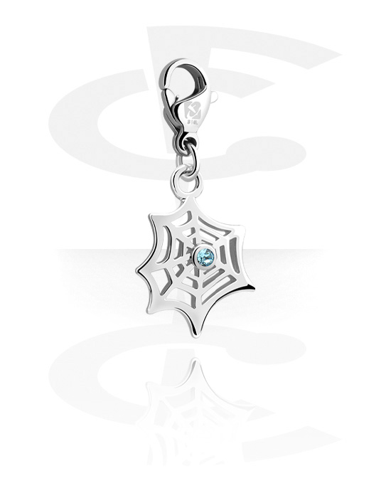 Porte-charms, Pendentif pour bracelets à pendentifs avec motif toile d'araignée et pierre en crystal en différentes couleurs, Laiton plaqué