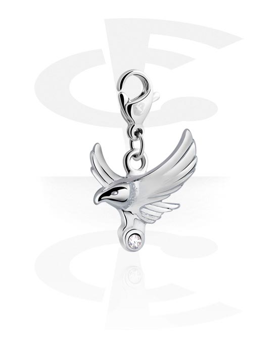 Charms, Charm for Charm Bracelet with eagle design and crystal stone, Plated Brass