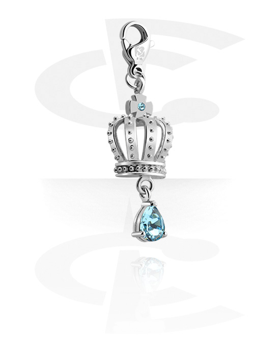Porte-charms, Pendentif pour bracelets à pendentifs avec motif couronne et pierre en crystal en différentes couleurs, Laiton plaqué