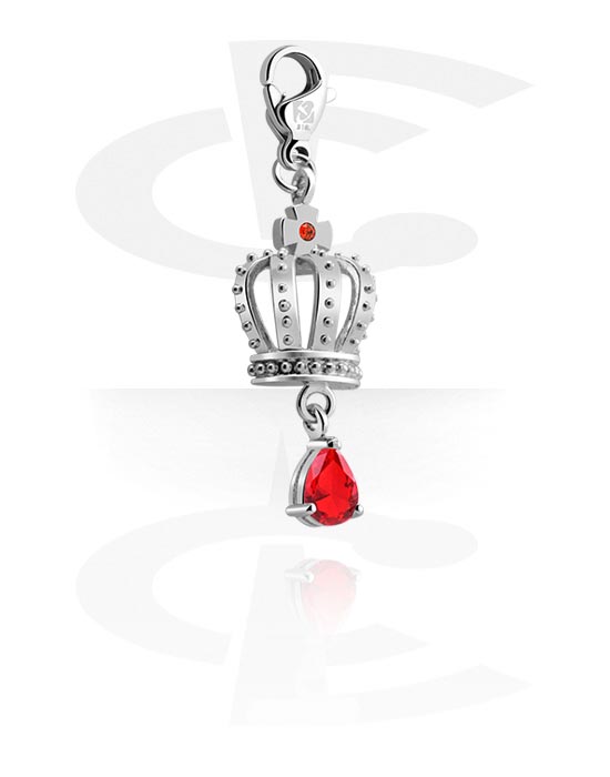 Charms, Charm for Charm Bracelet with crown design and crystal stone in various colors, Plated Brass